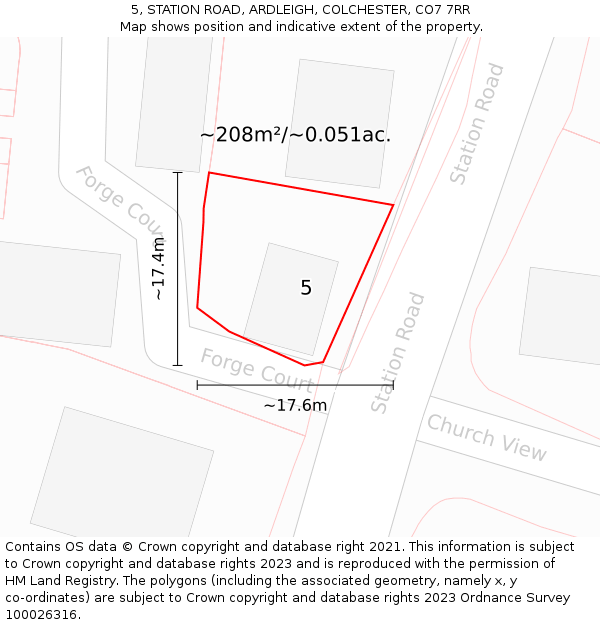 5, STATION ROAD, ARDLEIGH, COLCHESTER, CO7 7RR: Plot and title map