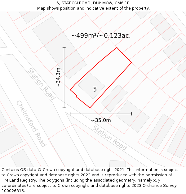 5, STATION ROAD, DUNMOW, CM6 1EJ: Plot and title map