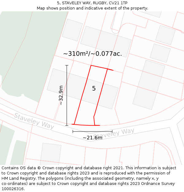 5, STAVELEY WAY, RUGBY, CV21 1TP: Plot and title map