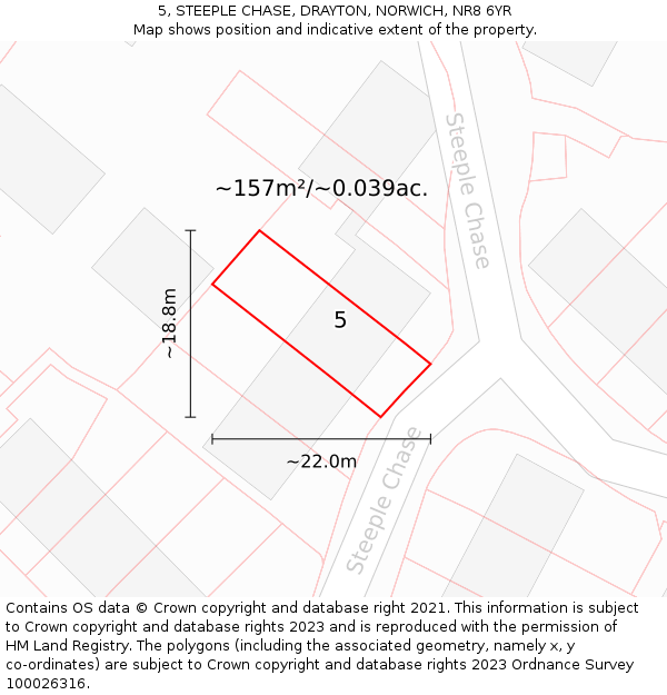 5, STEEPLE CHASE, DRAYTON, NORWICH, NR8 6YR: Plot and title map