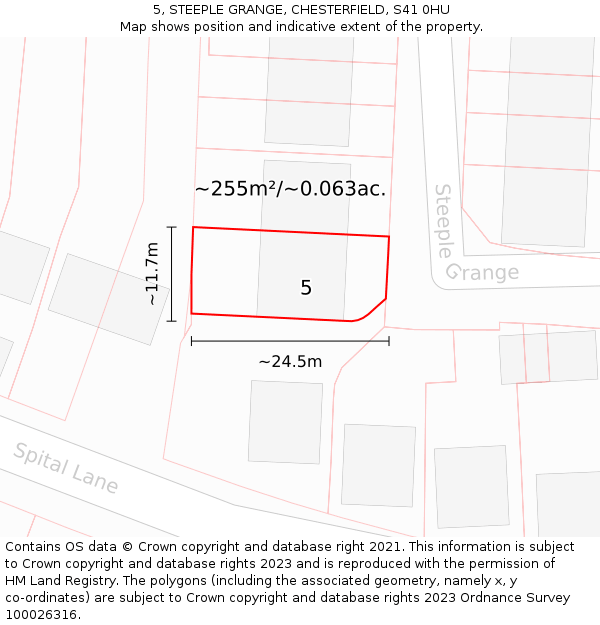 5, STEEPLE GRANGE, CHESTERFIELD, S41 0HU: Plot and title map