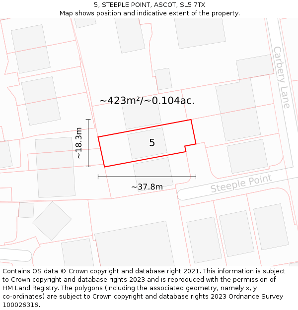 5, STEEPLE POINT, ASCOT, SL5 7TX: Plot and title map