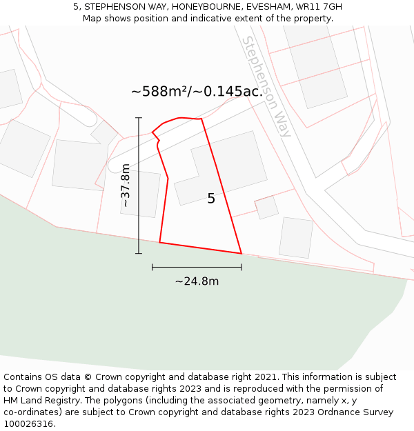 5, STEPHENSON WAY, HONEYBOURNE, EVESHAM, WR11 7GH: Plot and title map