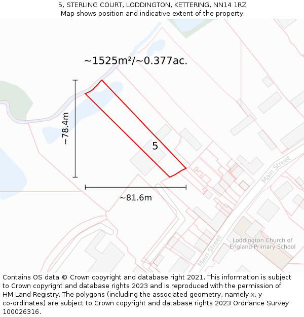 5, STERLING COURT, LODDINGTON, KETTERING, NN14 1RZ: Plot and title map