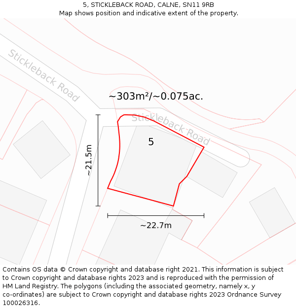 5, STICKLEBACK ROAD, CALNE, SN11 9RB: Plot and title map