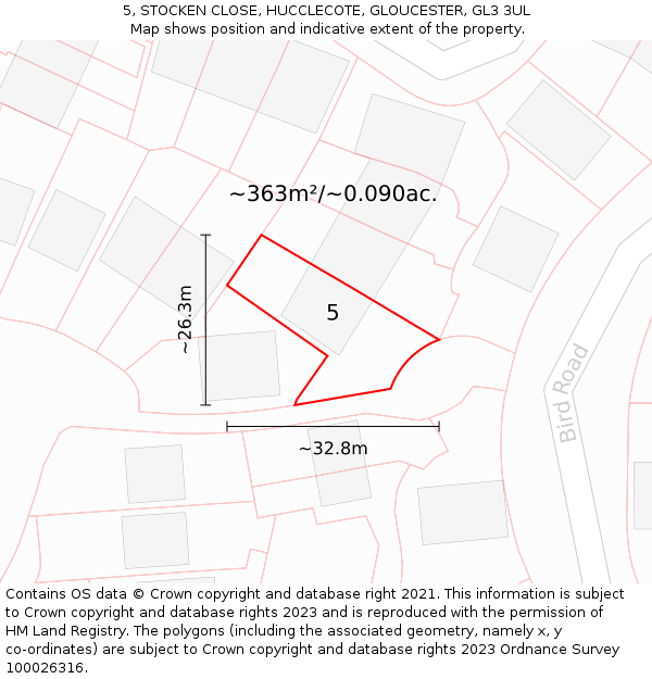 5, STOCKEN CLOSE, HUCCLECOTE, GLOUCESTER, GL3 3UL: Plot and title map