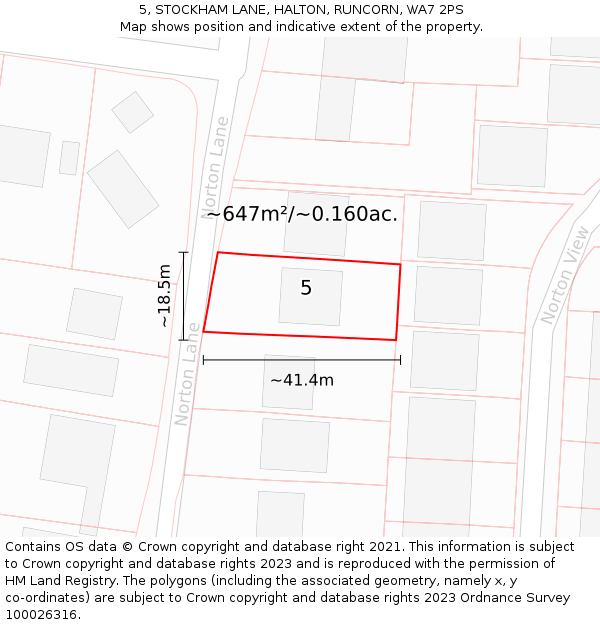 5, STOCKHAM LANE, HALTON, RUNCORN, WA7 2PS: Plot and title map