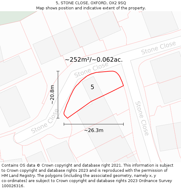 5, STONE CLOSE, OXFORD, OX2 9SQ: Plot and title map