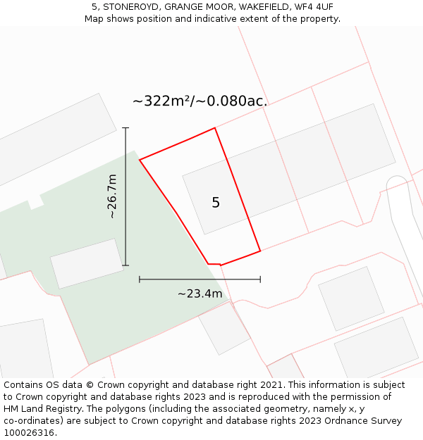 5, STONEROYD, GRANGE MOOR, WAKEFIELD, WF4 4UF: Plot and title map