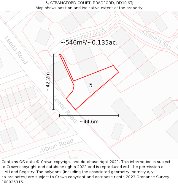 5, STRANGFORD COURT, BRADFORD, BD10 9TJ: Plot and title map