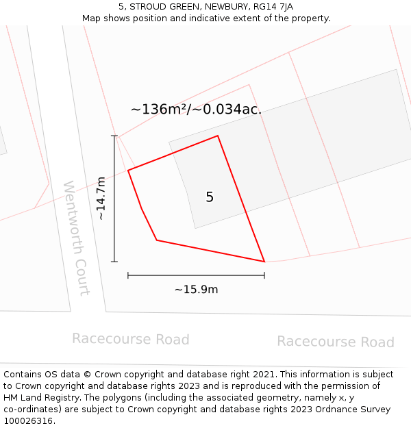 5, STROUD GREEN, NEWBURY, RG14 7JA: Plot and title map