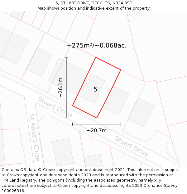 5, STUART DRIVE, BECCLES, NR34 9SB: Plot and title map