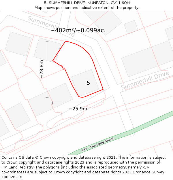 5, SUMMERHILL DRIVE, NUNEATON, CV11 6QH: Plot and title map