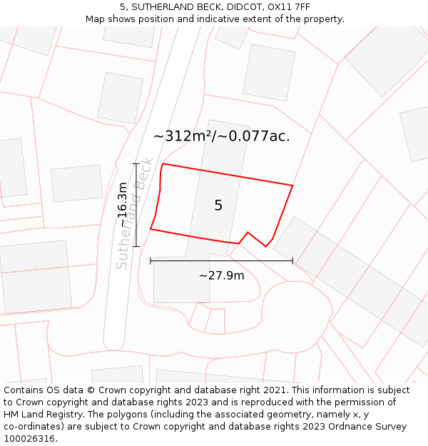 5, SUTHERLAND BECK, DIDCOT, OX11 7FF: Plot and title map