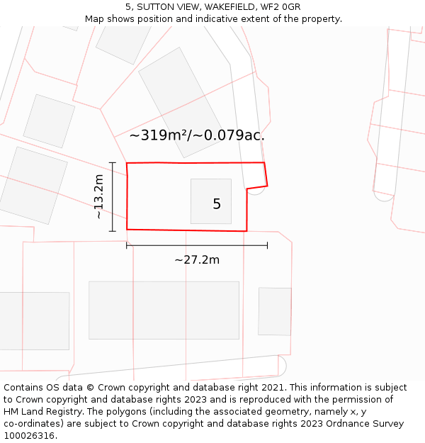 5, SUTTON VIEW, WAKEFIELD, WF2 0GR: Plot and title map