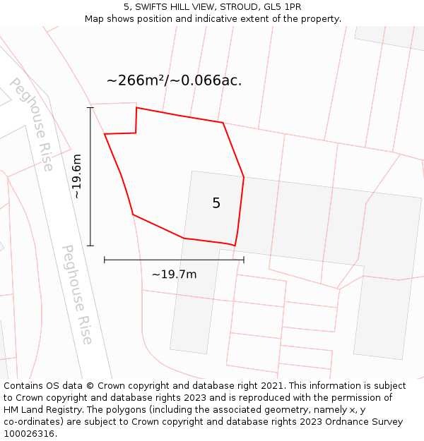 5, SWIFTS HILL VIEW, STROUD, GL5 1PR: Plot and title map