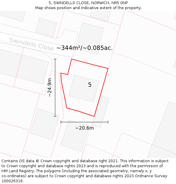 5, SWINDELLS CLOSE, NORWICH, NR5 0NP: Plot and title map