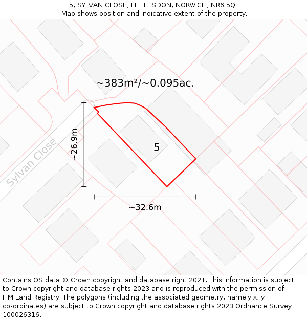 5, SYLVAN CLOSE, HELLESDON, NORWICH, NR6 5QL: Plot and title map