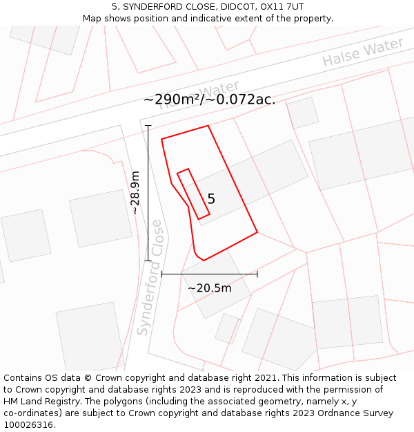 5, SYNDERFORD CLOSE, DIDCOT, OX11 7UT: Plot and title map