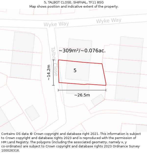 5, TALBOT CLOSE, SHIFNAL, TF11 8SG: Plot and title map