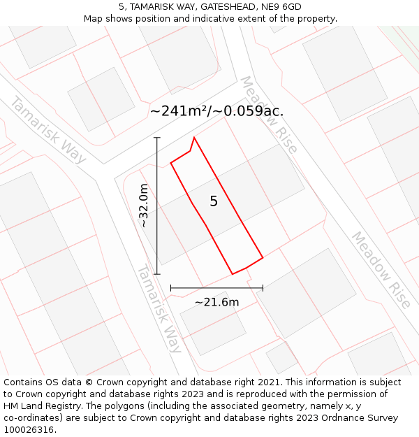 5, TAMARISK WAY, GATESHEAD, NE9 6GD: Plot and title map