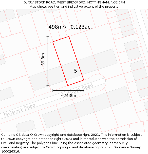 5, TAVISTOCK ROAD, WEST BRIDGFORD, NOTTINGHAM, NG2 6FH: Plot and title map