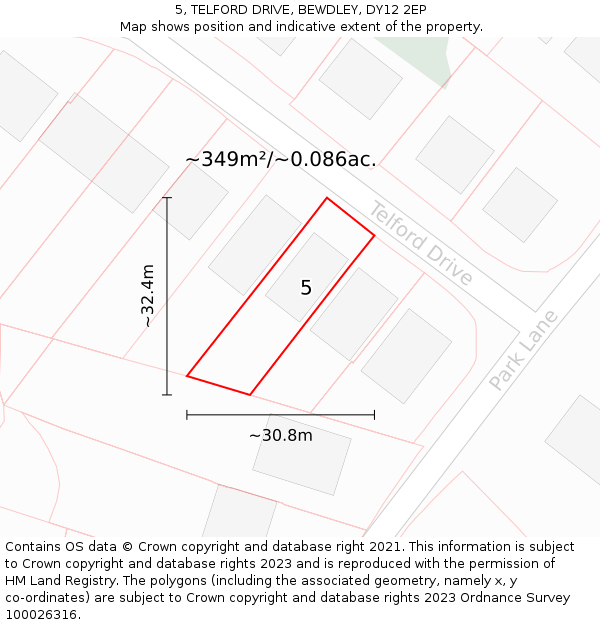 5, TELFORD DRIVE, BEWDLEY, DY12 2EP: Plot and title map