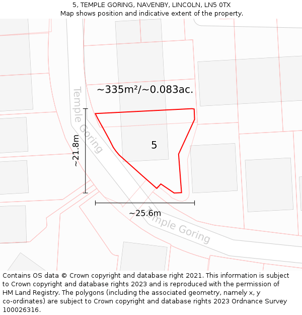 5, TEMPLE GORING, NAVENBY, LINCOLN, LN5 0TX: Plot and title map