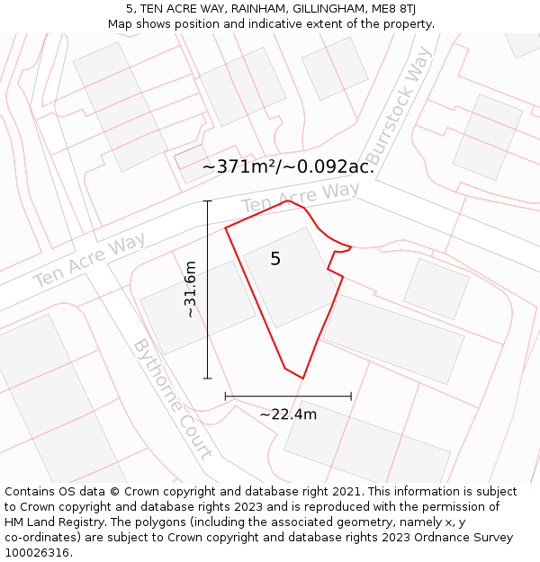 5, TEN ACRE WAY, RAINHAM, GILLINGHAM, ME8 8TJ: Plot and title map