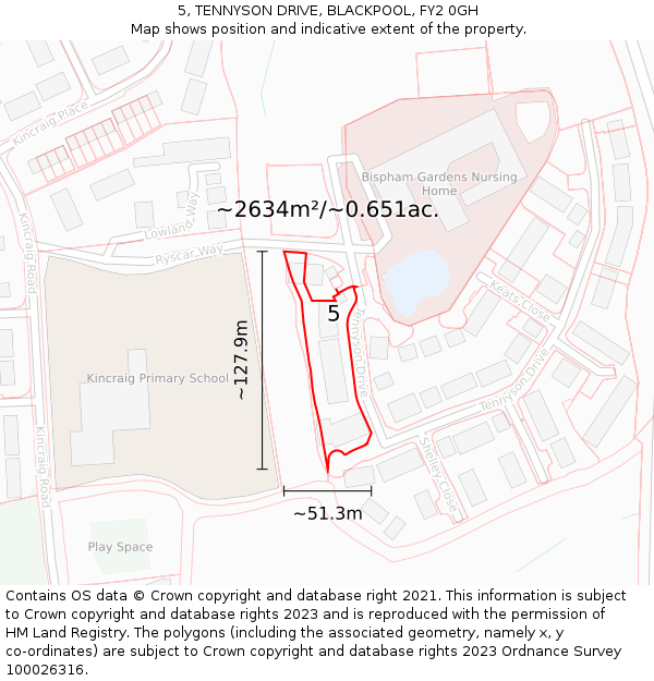 5, TENNYSON DRIVE, BLACKPOOL, FY2 0GH: Plot and title map