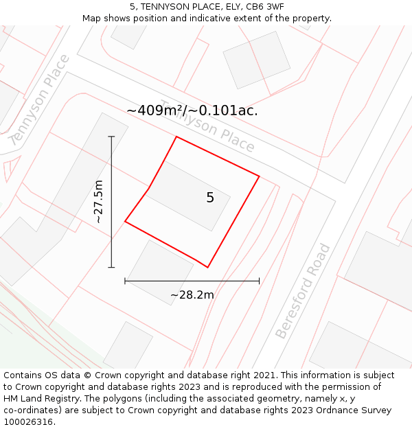 5, TENNYSON PLACE, ELY, CB6 3WF: Plot and title map