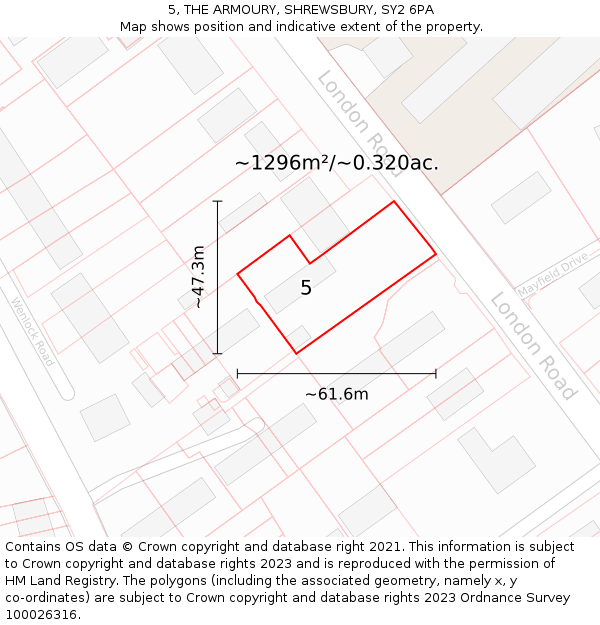 5, THE ARMOURY, SHREWSBURY, SY2 6PA: Plot and title map