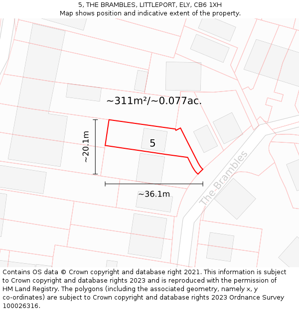 5, THE BRAMBLES, LITTLEPORT, ELY, CB6 1XH: Plot and title map