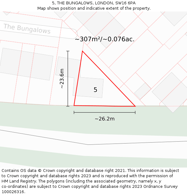 5, THE BUNGALOWS, LONDON, SW16 6PA: Plot and title map