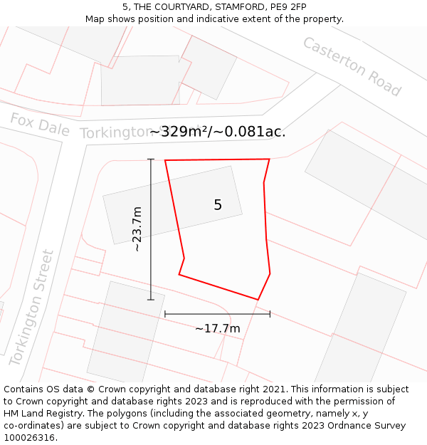 5, THE COURTYARD, STAMFORD, PE9 2FP: Plot and title map