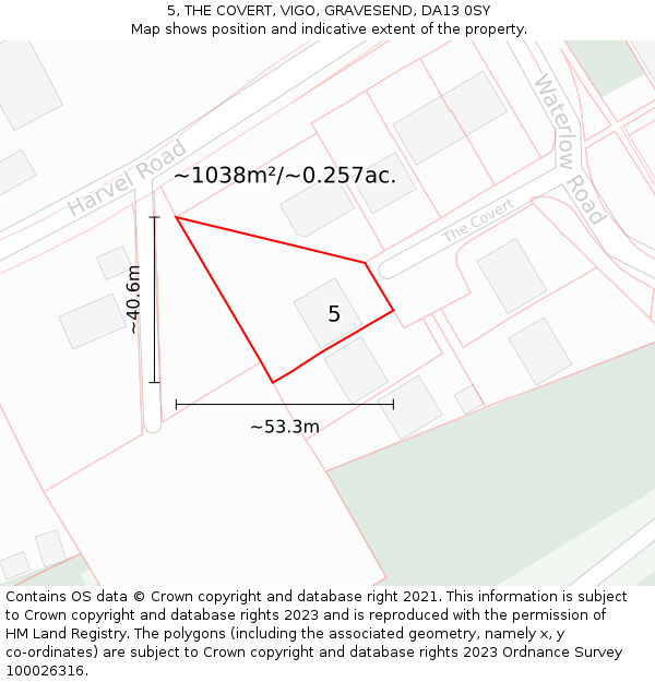 5, THE COVERT, VIGO, GRAVESEND, DA13 0SY: Plot and title map