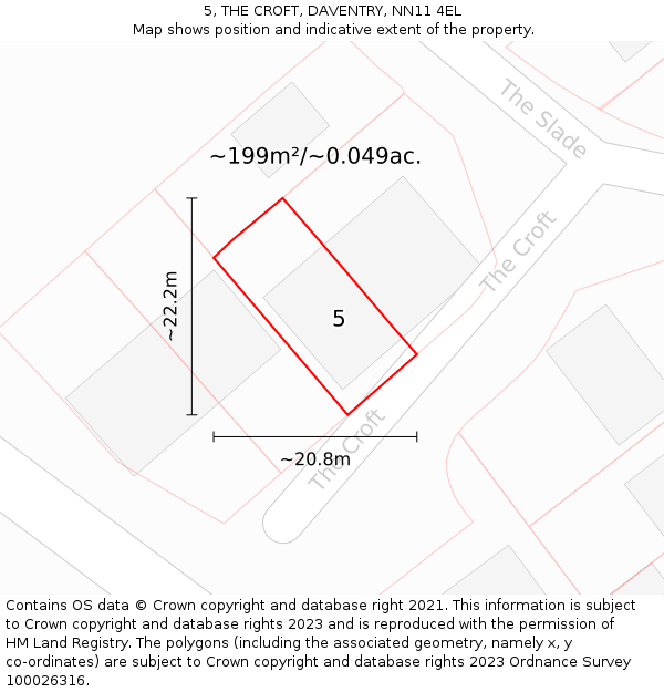 5, THE CROFT, DAVENTRY, NN11 4EL: Plot and title map