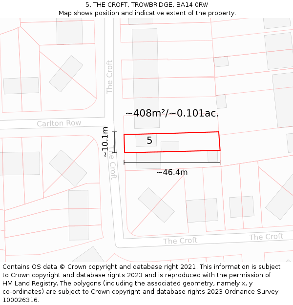5, THE CROFT, TROWBRIDGE, BA14 0RW: Plot and title map