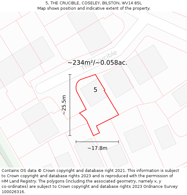 5, THE CRUCIBLE, COSELEY, BILSTON, WV14 8SL: Plot and title map