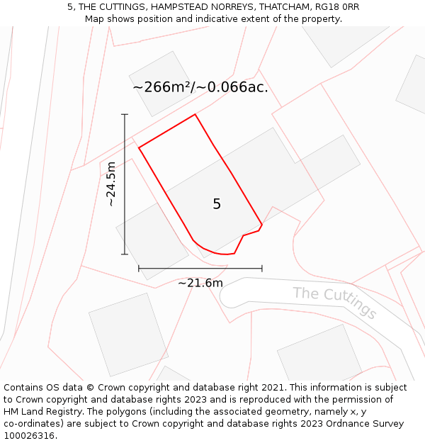 5, THE CUTTINGS, HAMPSTEAD NORREYS, THATCHAM, RG18 0RR: Plot and title map