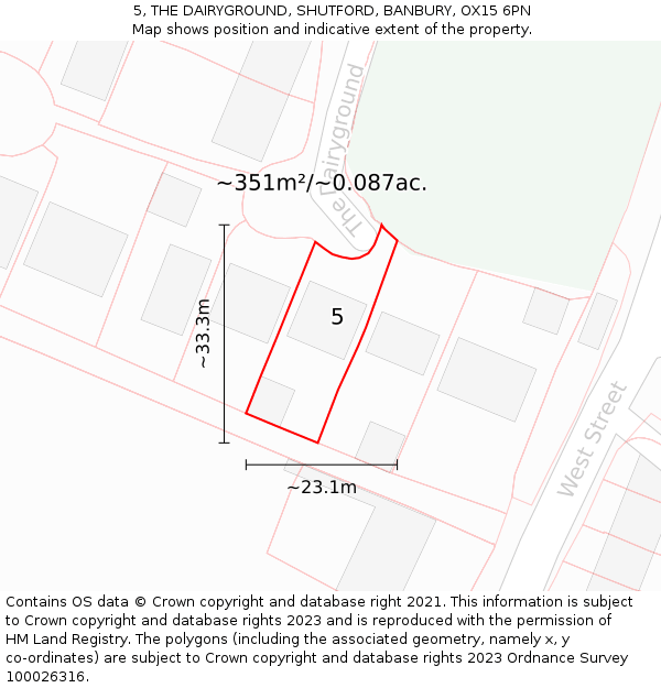 5, THE DAIRYGROUND, SHUTFORD, BANBURY, OX15 6PN: Plot and title map