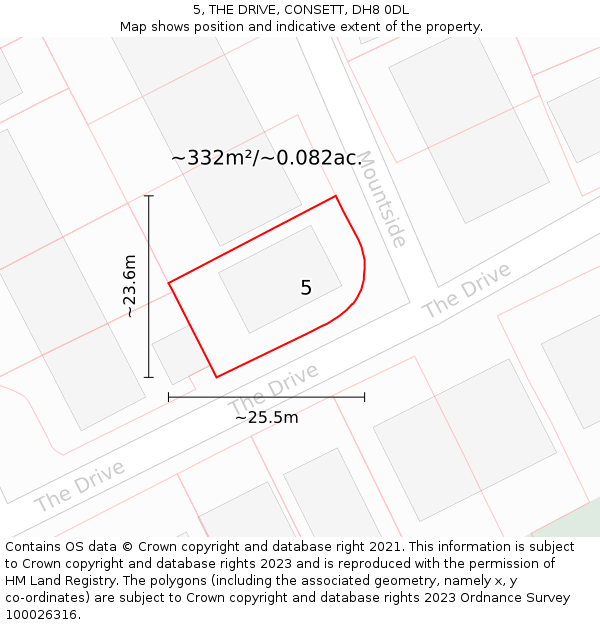 5, THE DRIVE, CONSETT, DH8 0DL: Plot and title map
