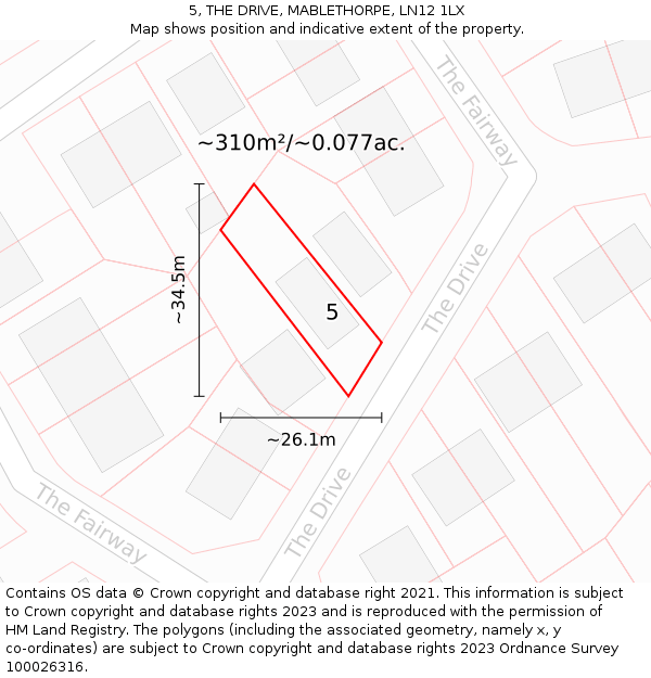 5, THE DRIVE, MABLETHORPE, LN12 1LX: Plot and title map