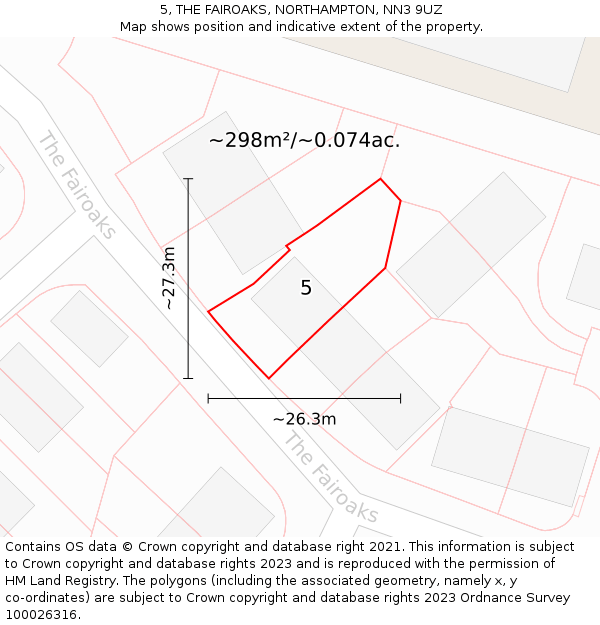 5, THE FAIROAKS, NORTHAMPTON, NN3 9UZ: Plot and title map