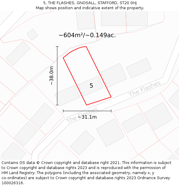 5, THE FLASHES, GNOSALL, STAFFORD, ST20 0HJ: Plot and title map