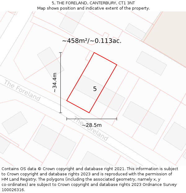 5, THE FORELAND, CANTERBURY, CT1 3NT: Plot and title map