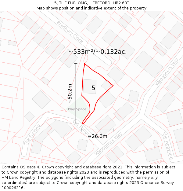 5, THE FURLONG, HEREFORD, HR2 6RT: Plot and title map