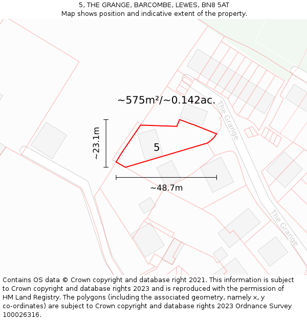 5, THE GRANGE, BARCOMBE, LEWES, BN8 5AT: Plot and title map