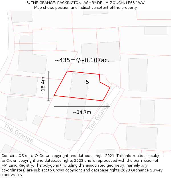 5, THE GRANGE, PACKINGTON, ASHBY-DE-LA-ZOUCH, LE65 1WW: Plot and title map