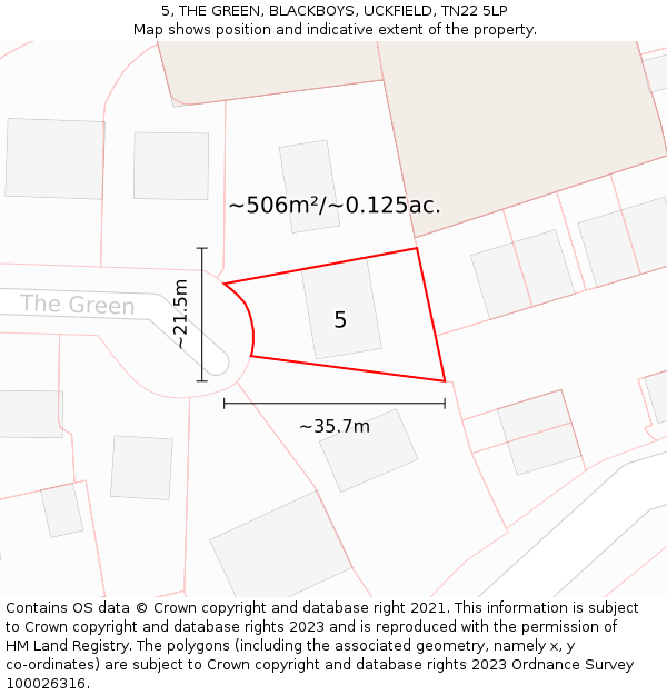 5, THE GREEN, BLACKBOYS, UCKFIELD, TN22 5LP: Plot and title map